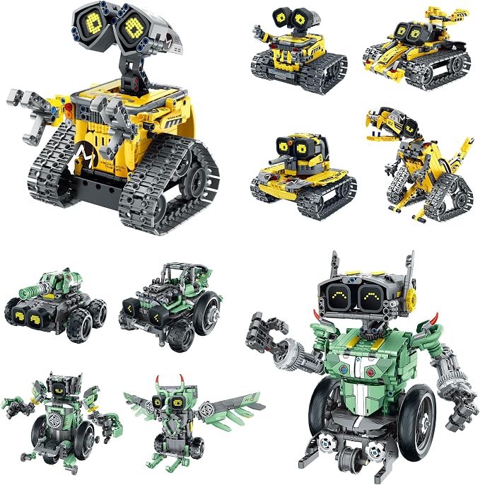 Sillbird Bundle - 2 Items Robot Building Kit with Remote Control Gifts for Kids Boys Ages 8-14, Christmas STEM Coding Robotics Technic Toy Birthday Gifts for Kids, Buildable 5in1 Models