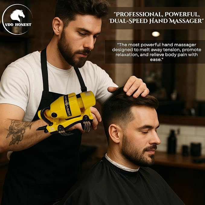 Powerful Double Speed Floating Action for Full Body Massager Corded Electric Powered, Barber Massager Yellow