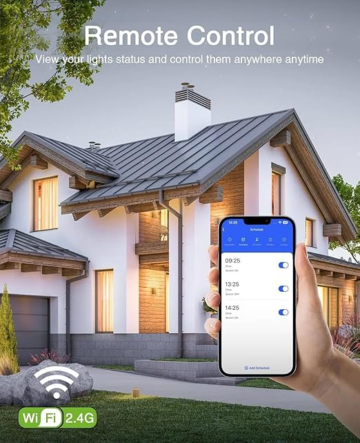 GHome Smart Switch, 3 Way Light Wi-Fi Switch Compatible with Alexa and Google Home, 2.4GHz Schedule Timer, Neutral Wire Required, 3-Way Installation and No Hub Required, FCC Listed (2-Pack), White