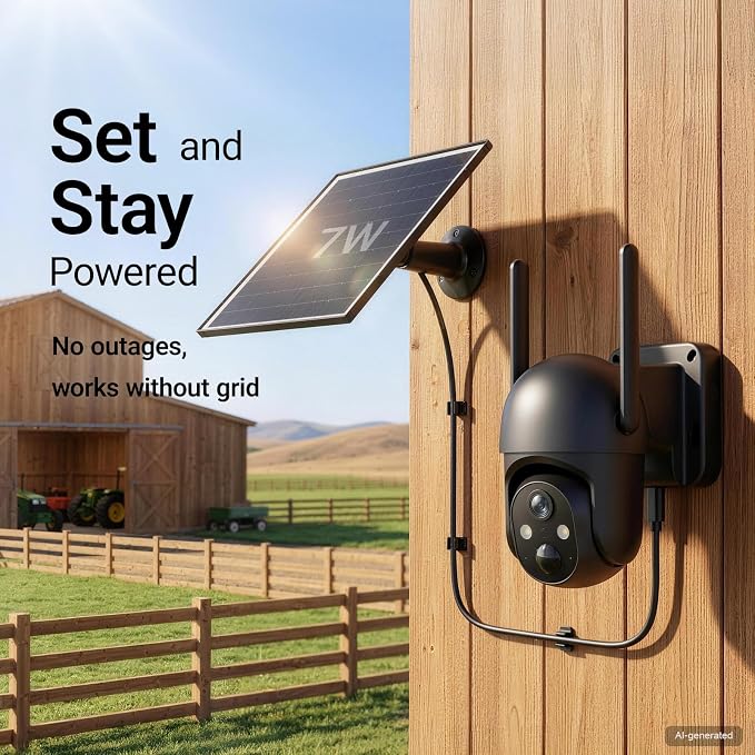 SEHMUA 4G LTE Cellular 24/7 Recording Security Camera Wireless Outdoor, Off Grid Security Cam No Wi-Fi, 2K Color Night Vision, 360° View, PIR Motion Sensor, Two-Way Talk, Built-in eSIM Card