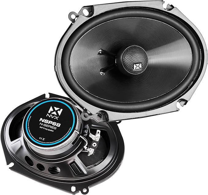 NVX® NSP68 6x8 Car Speakers, 540W Max, 180W RMS, 2-Way Coaxial w/Silk Dome Tweeters & Built-in X-Overs, Easy to Install in Cars/Trucks/Doors (Pair)