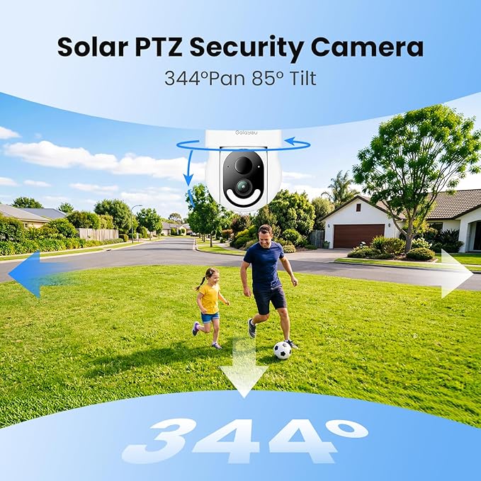 GALAYOU Security Cameras Wireless Outdoor - 2K Outside Battery Home Security Cameras for Front/Backyard, Fence with Spotlight/Siren, AI Human Detection, PIR Sensor, TF Card & Cloud Storage, R6 4 Pack