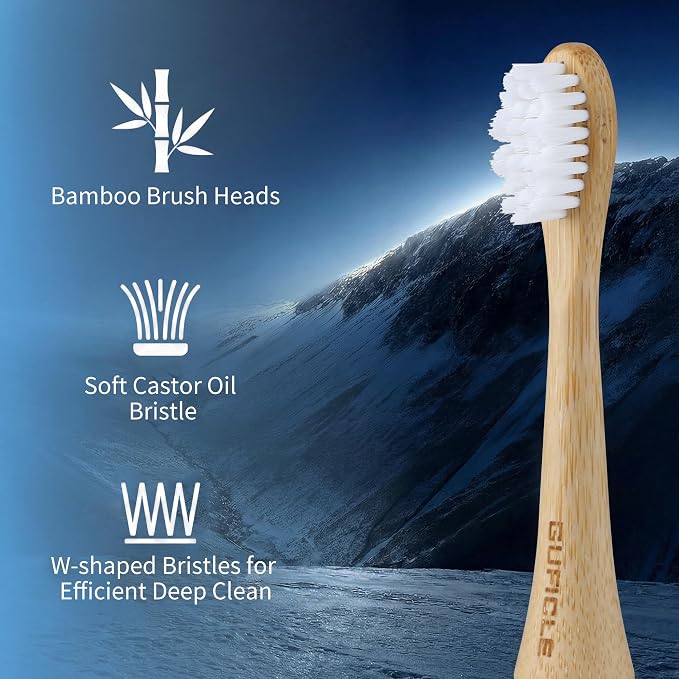 Bamboo Electric Toothbrush for Adults，Sonic Electric Toothbrush with 4 Bamboo Heads, Soft Castor Oil Bristles, 5 Modes, Smart Timer, Sonic Technology, IPX7 Waterproof, 70-Day Battery Life-Navy