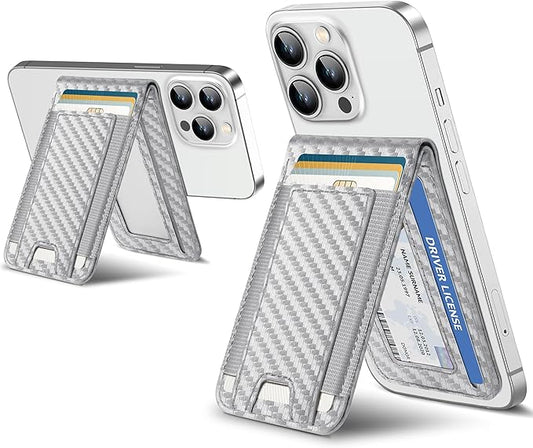ExtreLife For Magsafe Wallet, Adjustable Stand and Open ID Window, Magnetic Wallet for iPhone 17/16/15/14 Pro Max/14 Pro/14/14 Plus/13/12 Series, 9 Cards, Silver