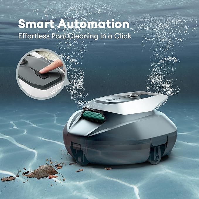 Ultenic Cordless Robotic Pool Cleaner with Remote＆APP Control, Pool Vacuum for Above & In-Ground Pool up to 850 Sq.ft., 90 Mins Long Runtime, Fast Charging, Self-Parking＆2.5L Large Filter, Green