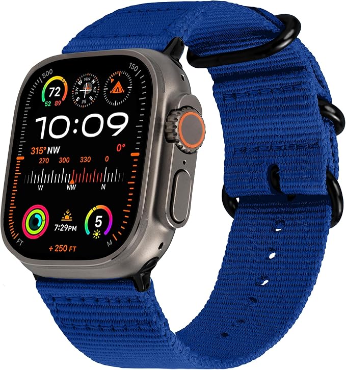 Hiking Trail Nylon Band | The Original Rugged Compatible with Apple Watch Band for Men & Women - Soft, Breathable, Woven Water-Resistant Nylon Mens iWatch Strap | Fits Ultra 49mm, All Series & Models 46mm 45mm 44mm (Royal Blue)