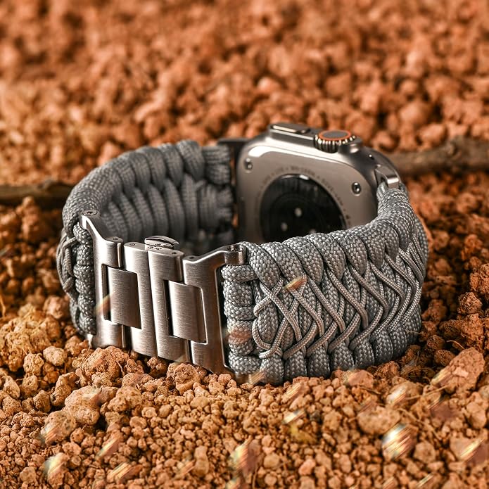 Tefeca Titan Series Paracord Band Compatible with Apple Watch Ultra 2/49mm, Series 10/46mm, 9/8/7/45mm, SE2/SE/6/5/4/44mm, and 3/2/1/42mm