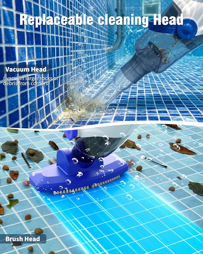 (2026 Upgrade) Little Shark Cordless Pool Vacuum, 60W Motor, 18 GPM Strong Suction, 5000mAh Battery, 60-Min Runtime, Compact Lightweight Handheld Pool Cleaner for Above Ground Pools & Hot Tubs