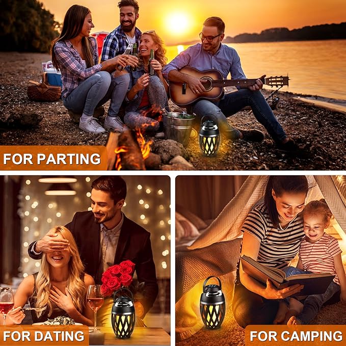Gifts for Men Him Husband Boyfriend, Outdoor Bluetooth Speaker with Realistic Torch Flame Lights, Cool Portable Wireless Design for Patio Garden Camping Birthday Gifts (1 Pack)