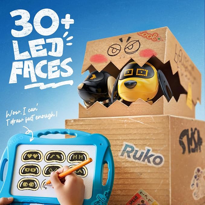 Ruko 18011 Yellow Smart Robot Dog and 1088 Pink Smart Robot Toys for Kids