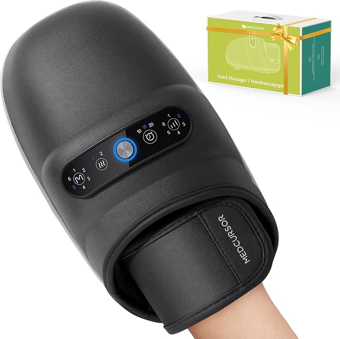 Medcursor Cordless Hand Massager, 2026 Upgraded, Hand Massager with Heat and Compression, Hand Warmer with Acupressure Beads, 6 Massage Modes, 2 Heat Levels, 3 Timers
