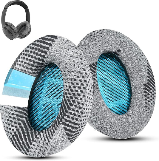 Cooling Gel Fabric Replacement Ear Pads for Bose QuietComfort 35 / QC35 II – Memory Foam Ear Cushions, Compatible with QC45 QC25 QC15 AE2 & SoundLink (Blue)