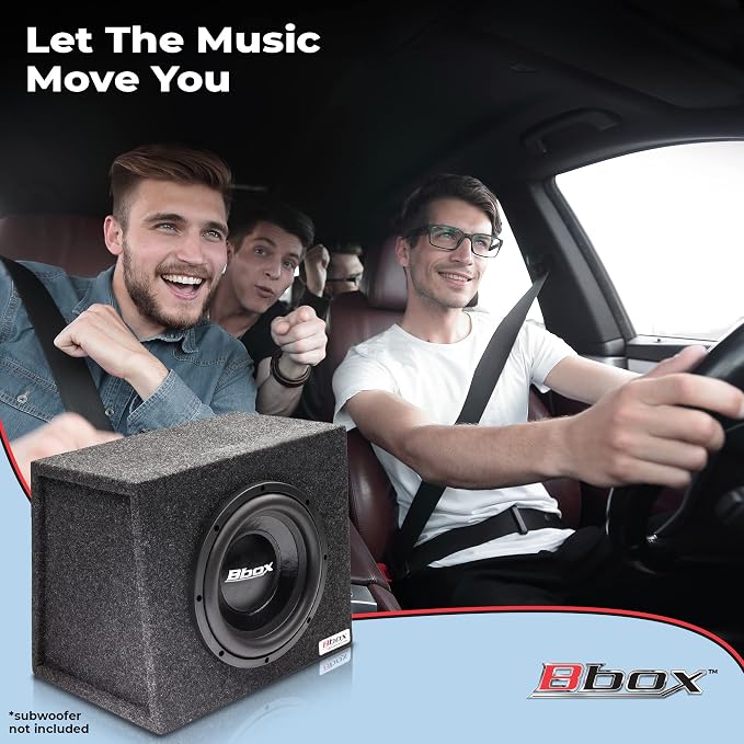 Bbox Single 10 Inch Subwoofer Sealed Enclosure - Car Subwoofer Box & Enclosures - Premium Subwoofer Box Improves Audio Quality, Sound & Bass - Red & Black Spring Terminals - Charcoal