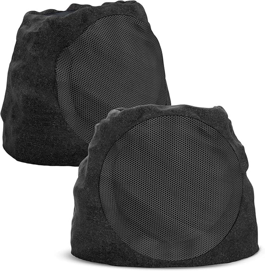 Outdoor Speakers Bluetooth Waterproof Patio Rock Speakers Waterproof Outdoor Bluetooth Wireless Solar Powered Ideal for Patio,Pool, Garden, Deck,Backyard (Black, 2 Pack)
