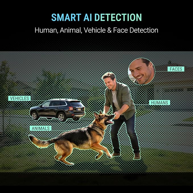 No Drill Window Security Camera, 2.5K 4MP Wireless/Wired WiFi Indoor/Outdoor Camera, Free AI Human/Vehicle/Pet Detection, 5000mAh Battery or Plug-in Power, Full Duplex Audio, 24/7 Recording