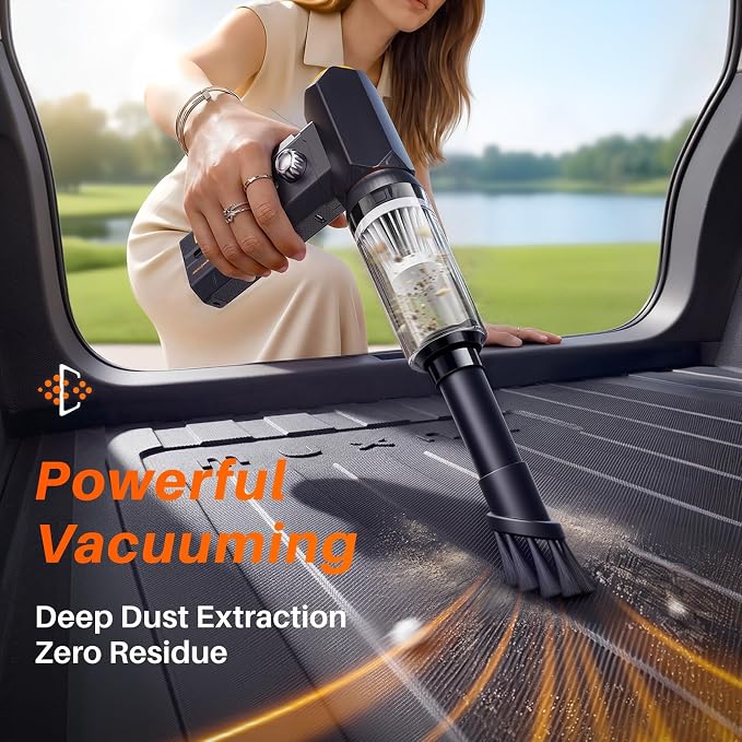 MUXNW Compressed Air Duster 130000RPM, Cordless Rechargeable Electric Air Duster & Vacuum 2-in-1, 100-Speed Display, 8000mAh Battery, USB-C Fast Charging, for PC, Home, Car Interior