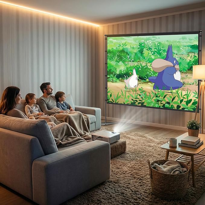 Outdoor Projector Screen with Stand - 120 Inch Portable Projector Screen Outdoor Indoor Projection Screen 16:9 4K HD Movie Screens with Carry Bag Can Enjoy Home Theater Projection Screens