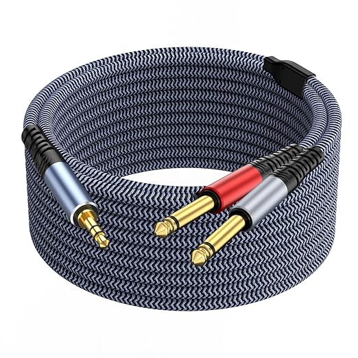 1/8 Stereo to Dual 1/4 Mono Cable 10ft, 3.5mm to Dual 1/4 Cable, 1/8 inch TRS Stereo to Dual 1/4 inch TRS Splitter