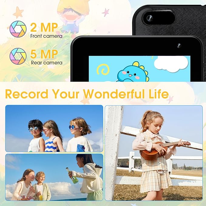 Digliand 7" Android Kids Tablet, Android 13, Quad-core Processor, 4GB+32GB, Pre-Installed Educational Apps, 2MP+5MP Dual Cameras, 3000mAh Battery, Shockproof Protective Case (Pink)