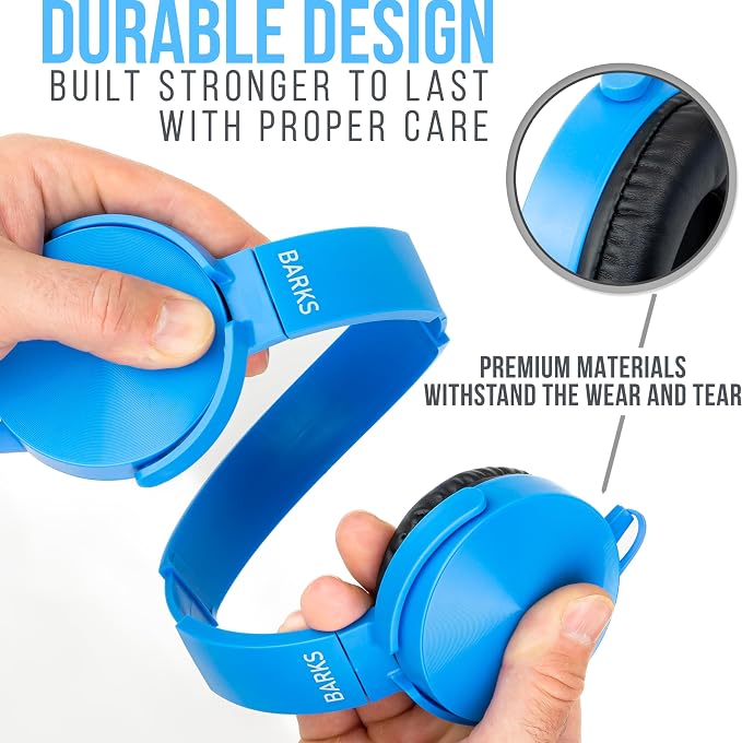 Barks Classroom Headphones with Microphone (Blue, 12 Pack) - Wired 3.5mm On-Ear Bulk Headphones for Classroom: Best for Students K-12 Schools (Durable, Inline Microphone, Great Recording Quality)