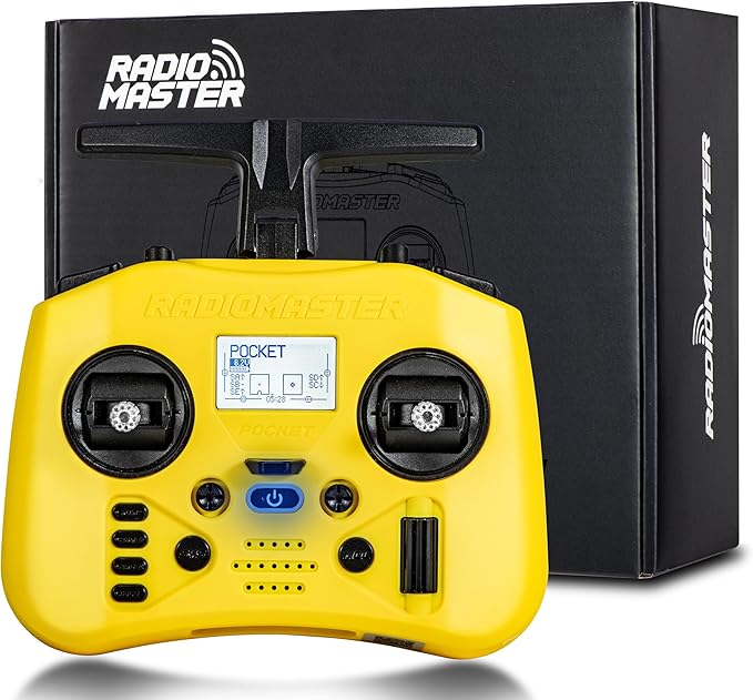 Radiomaster Pocket ELRS Remote Controller Portable Hall Gimbal EdgeTX 2.10.5 Transmitter with LED Light for FPV Drone/RC Helicopter&Car Boats&Multirotor (Battery Not Included)