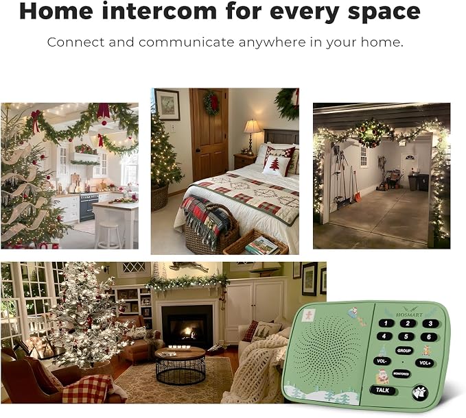 Hosmart UltraSpeak Intercoms Wireless for Home, Holiday Christmas Edition Intercom System for Home Use, Clear Sound Intercom for Business with 1300 Ft Range, Gift Set for Family Friends Elderly