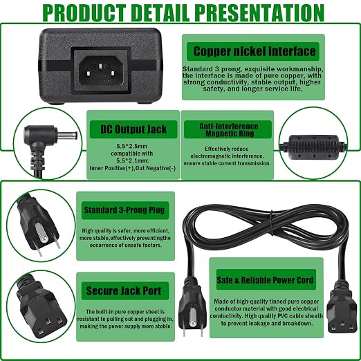 24V 10A Power Supply Adapter, AC 100-240V to DC 24Volt 10Amp 240W Power Adapter with 5.5mm x 2.5/2.1mm DC Output Jack, 24V Low Voltage Transformers, Universal AC/DC Adapter for LED Strip LED Driver