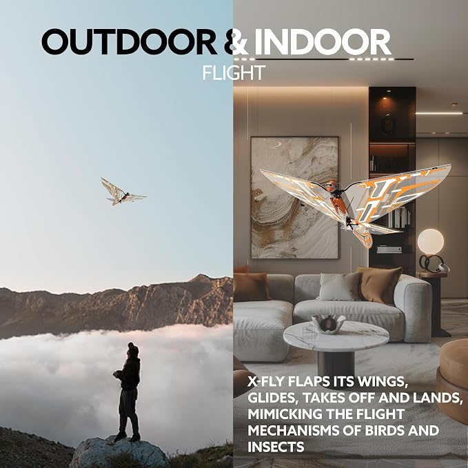 X-Fly Bionic Bird - sensor assisted ornithopter drone | RC & smartphone controlled for iOS & Android| Easy to fly with Autopilot & 6-Axis Gyro Stabilizer | next-gen flapping wings | For pilots & beginners