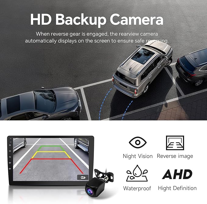 Haudio 10.1" Wireless Double Din Car Stereo with Bluetooth, Wireless CarPlay and Android Auto, Backup Camera, GPS Navigation, Free APK Download and Deletion, FM, Voice Control, Mirror Link