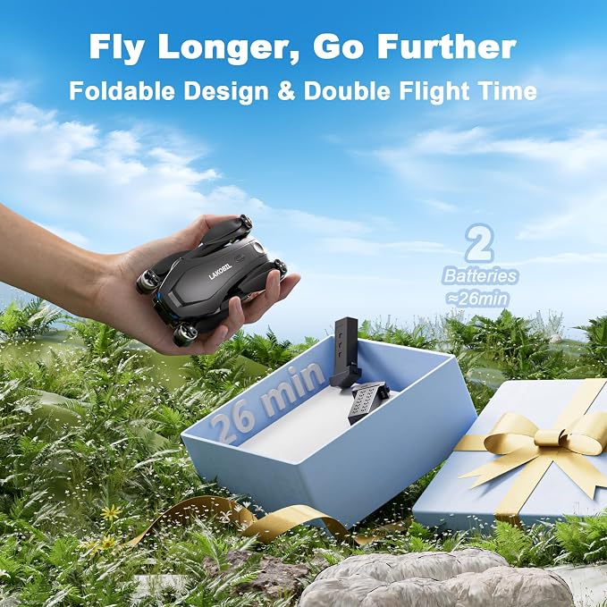 Drone with AI Optical Flow & AI Voice/Gesture Control, 1080P FHD FPV Camera for Kids Beginners Adults, Brushless Motor Foldable RC Drone, One-Key Start, 3D Flips, 2 Batteries 26 Min, Indoor/Outdoor