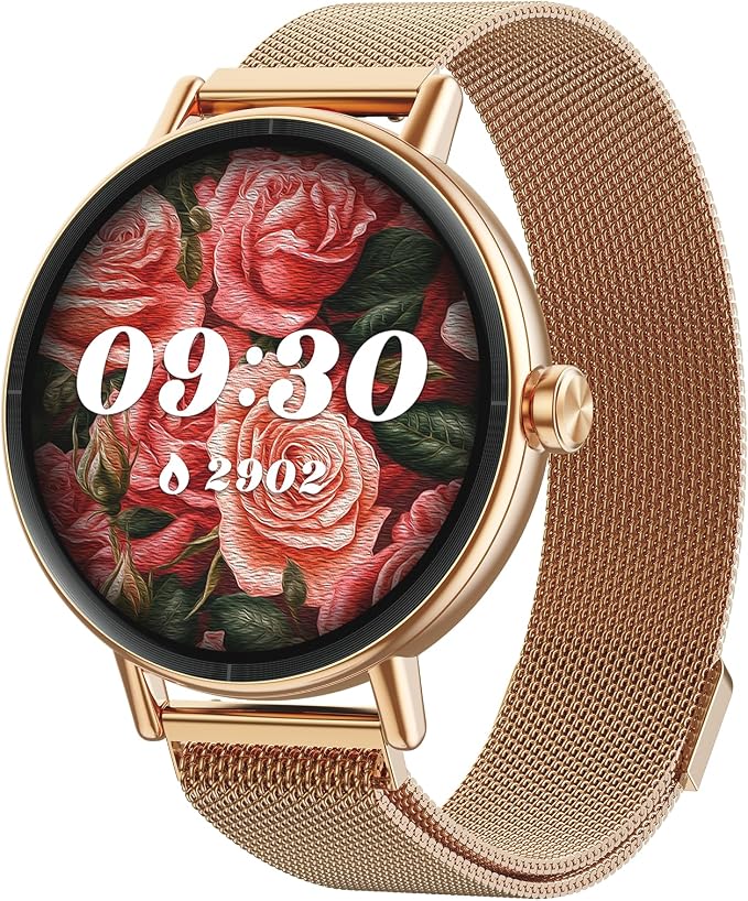 Gydom 1.27” Smart Watch for Women Men Compatible iPhone & Android (Answer/Make Call), Activity Fitness Tracker with 101+ Sports Modes, Heart Rate/SpO2/Stress/Sleep/Period Monitor, IP68, AI Voice, Gold