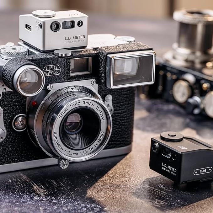 CHI L.D. Light Meter Pro - Precise Camera Rangefinder with Lighting and Laser Distance Measure for Leica and Vintage Cameras Film Photography (Silver)