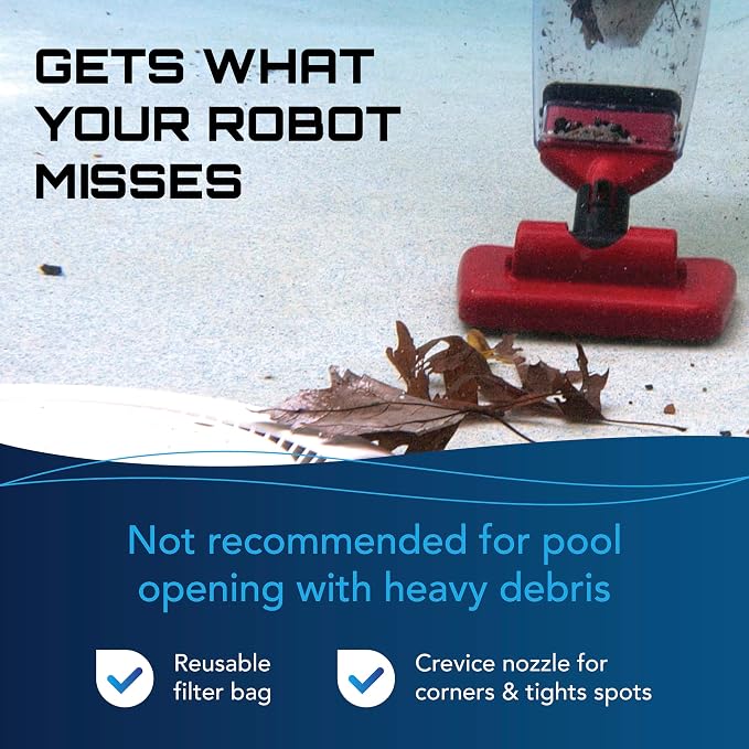 POOL BLASTER Pulse Cordless Pool Vacuum for Above Ground Pool - American-Engineered Hoseless Vac with XL Debris Chamber & 45" Pole - Rechargeable Cleaner with 7.5" Head & 45 Min Runtime