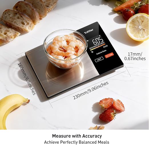 Kitchen Scales Food Scales Calorie Counting Nutrition Food Scale with Free App & Bluetooth Tracks 20 Nutrients. 1g/0.1oz Precision Tare Function – For Weight Loss, Fitness, Baking & Meal Prep