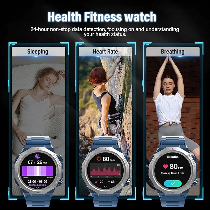 Smart Watch for Men (Answer/Make Calls), Rugged Men's Military Smartwatch, 1.39" HD Fitness Tracker with Heart Rate/Sleep/Step Monitor, 110+ Sport Modes, IP68 Waterproof Activity Tracker Android iOS
