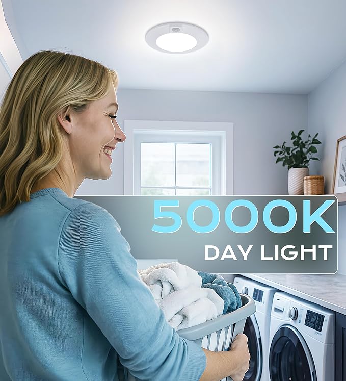 CLOUDY BAY [4 Pack] Motion Sensor Ceiling Light Indoor,120V CRI90 10W 5000K Bright Day Light,6.5 inch LED Flush Mount Ceiling Lighting Fixture for Garage,Walk-in Closet,Attic,Pantry Wet Location