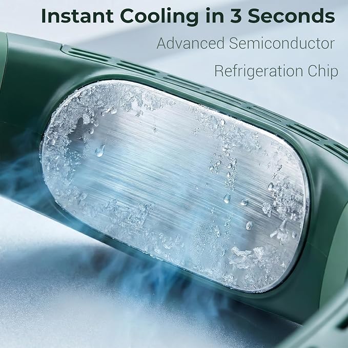 Neck Fan - Portable Personal Fan with Cooling Plate,Operated Wearable Rechargeable Fan with 5200mAh Lithium Battery,Neck Air Conditioner,3 Cooling Level&3 Speeds Level,Gifts for Women Men(Green)