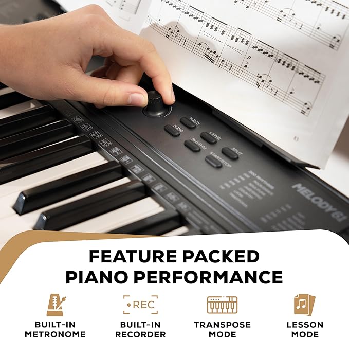 Alesis Melody 61 MK4 Keyboard Piano for Beginners with 61 Keys Speakers, Tablet/Sheet Music Stand, 300 Sounds and Music Lessons