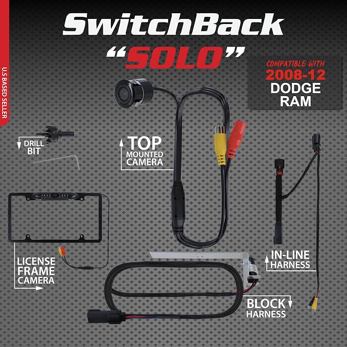 Switchback Solo Down Tailgate Backup Camera for Truck – Back Up Camera Plug & Play (Dodge, RAM 2008-2012)