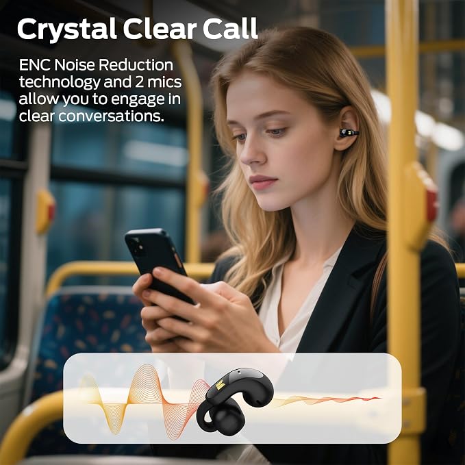Monster AC228 Open Ear Headphones, 24-Hour Battery Life, IPX5 Water Resistant, Bluetooth 6.0, All-Day Comfort Fit, Wireless Clip on Earbuds Running & Cycling