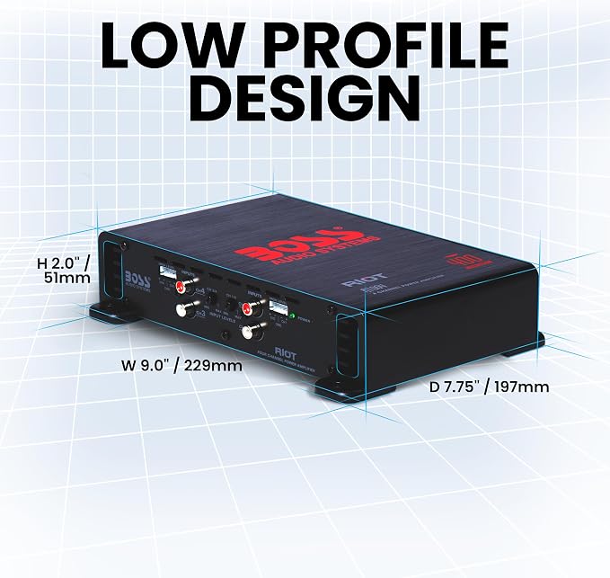 BOSS Audio Systems R1004 Riot Series 4 Channel Class A/B Car Amplifier - 400 High Output, IC (Integrated Circuit), Hook Up to Subwoofer for Bass