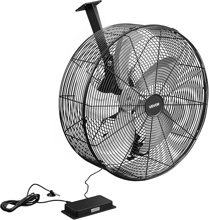 VEVOR Greenhouse Air Circulation Fan, 5800 CFM Powerful Air Circulator Electric Fan, 10 Speeds, 3 Switchable Modes, LCD Control, Ceiling Wall Mount, Fast Ventilation for Greenhouse, Patio, Garage