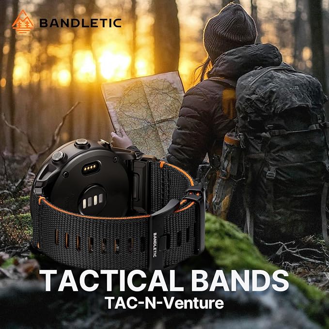 Bandletic Compatible with Garmin Fenix 8 51mm 7X 6X 5X Watch Band - 26mm Quick Fit Rugged Nylon Replacement Strap for Fenix 7X 6X Pro/5X Plus/3 HR/Instinct 2X 3 50mm /Enduro/Quatix/Tactix/Epix Pro