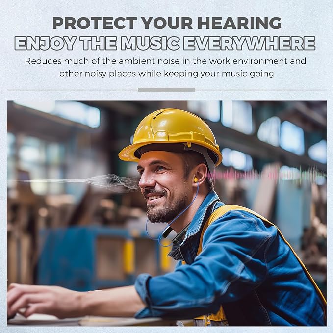 MIPEACE Bluetooth Earplug Headphones, Neckband Wireless Earbuds earplugs-29db Noise Reduction isolating in-Ear earplug Earphones and Controls,IPX6 sweatproof,20+Hour Battery(Blue)