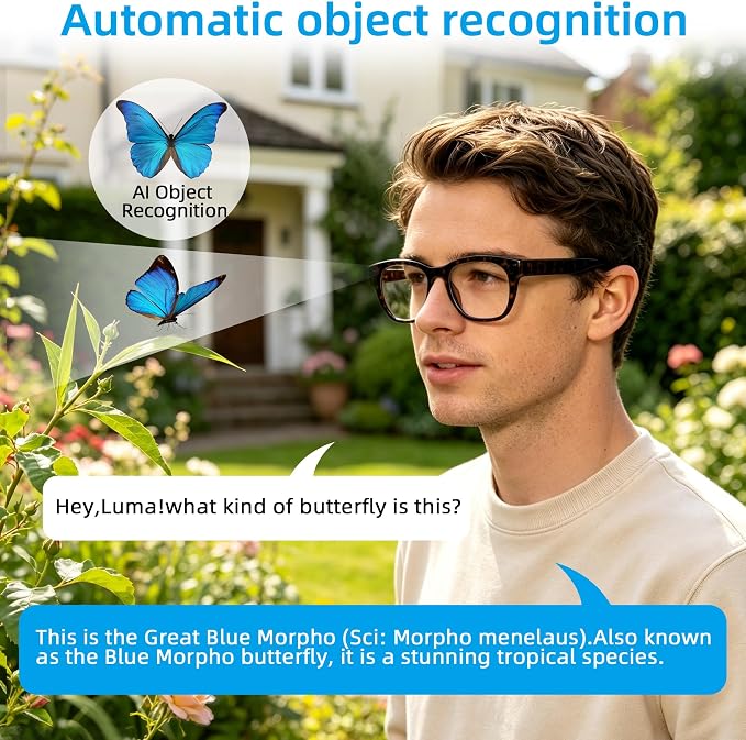 AI Smart Glasses with 13MP Camera & Real-Time Translation,4K HD Video Recording for Vlogging, Voice Assistant, Open-Ear Audio, Photochromic Lenses for Business and Travel.