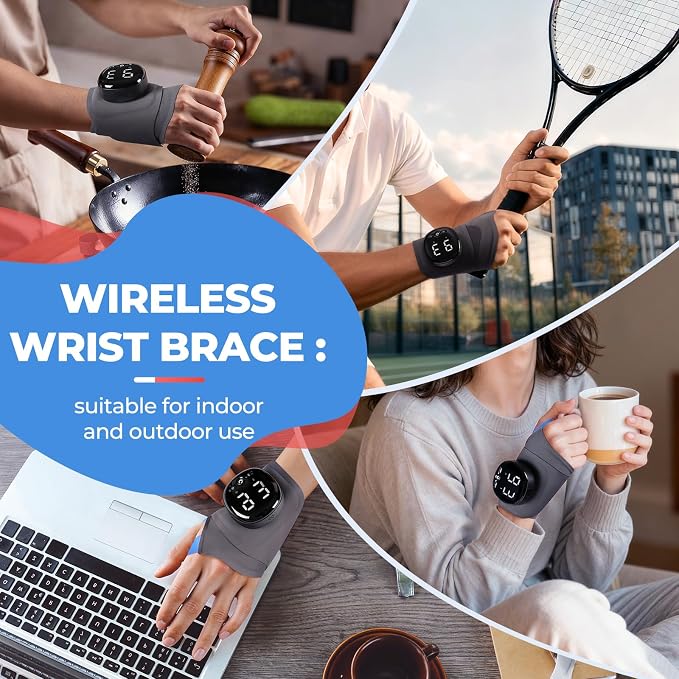 Hand Massager with Heat, Cordless Wrist Supports Brace - Relief for Carpal Tunnel, Arthritis & Tendonitis, Left/Right Hand, Gray, M