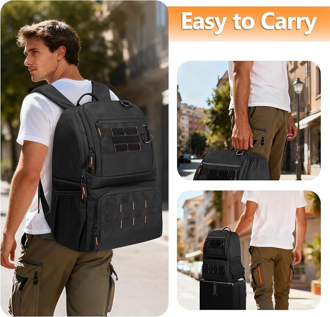 BAFASO Tactical Lunch Box for Women & Men, Lunch Backpack with Insulated Cooler Bag and 17 Inch Laptop Sleeve, Black