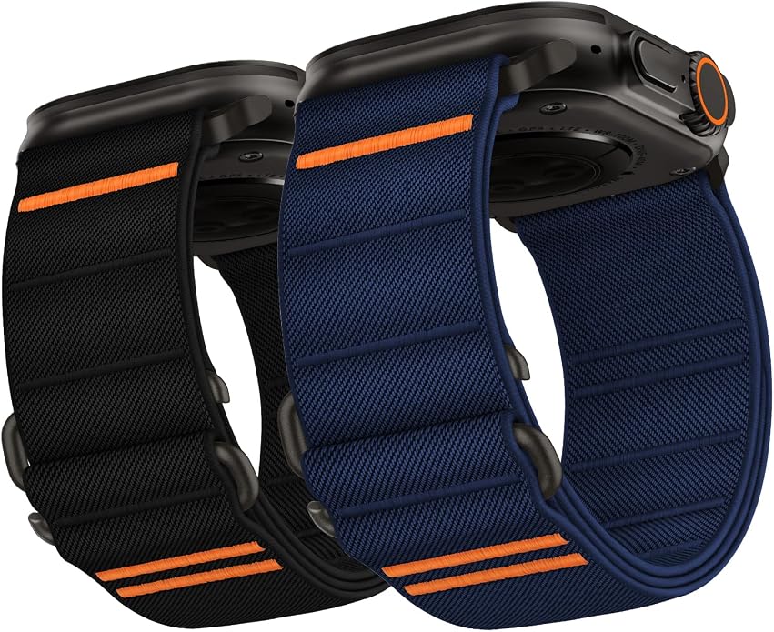 Suitisbest 2 Pack Sport Band Compatible with Apple Watch Ultra Band 49mm 46mm 45mm 44mm 42mm 41mm 40mm 38mm, Stretchy Sport Loop Strap for iWatch Series 11 10 9 8 7 6 5 4 3 2 1, SE 3 2 1, Ultra 3 2 1
