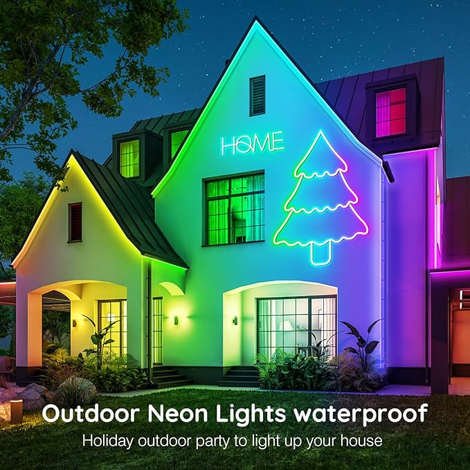 LETIANPAI 50Ft Neon Rope Lights,Flexible Led Rope Lights Control with App/Remote,Multiple Modes Music Sync Gaming RGB Led Neon Lights for Bedroom Outdoor