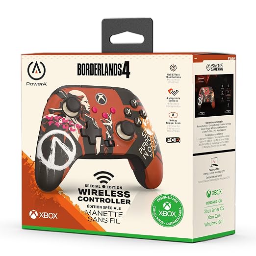 PowerA Wireless Controller for Xbox Series X|S - Borderlands SE, hall effect thumbsticks, low latency wireless, officially licensed, works with Xbox One and Windows 10/11
